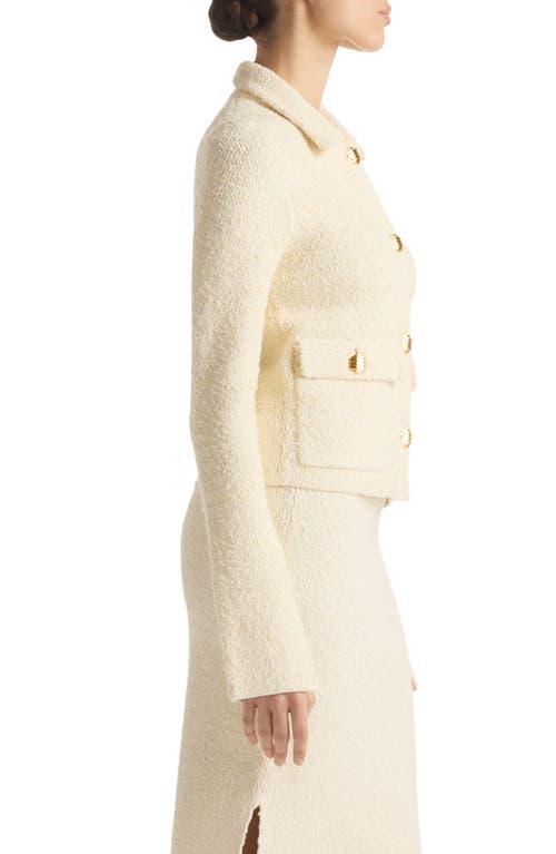 St John St. John Collection Zigzag Stitch Tweed Knit Jacket In Ecru/vanilla