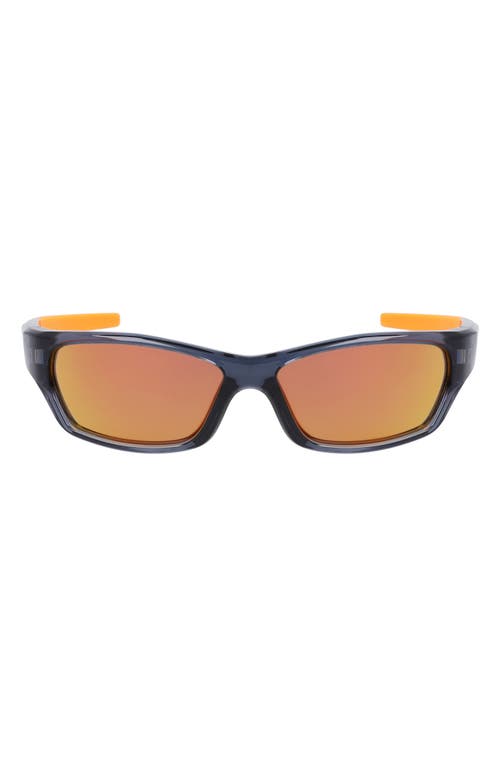 Nike Kids' Jolt 57mm Mirrored Modified Rectangular Sunglasses in Dark Grey/Orange Mirror