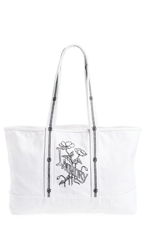 Bode Laundry Cotton Canvas Tote in White/black at Nordstrom