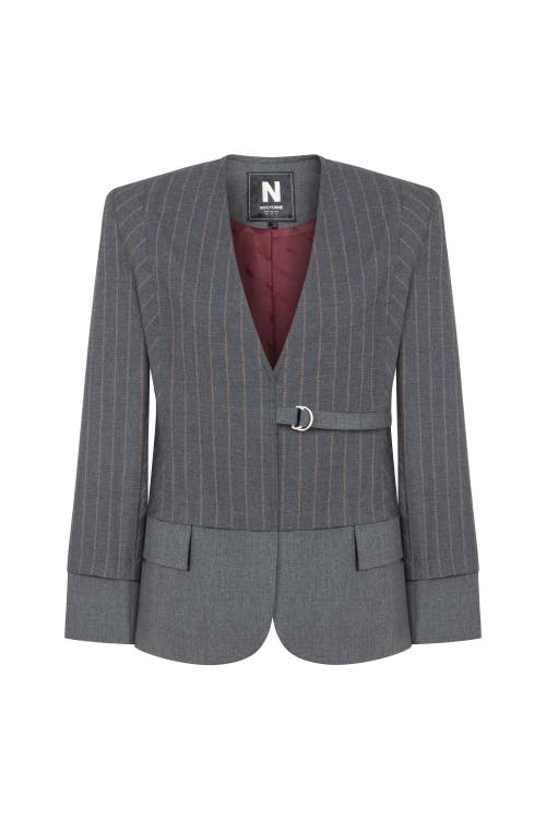 Shop Nocturne Striped Jacket In Grey