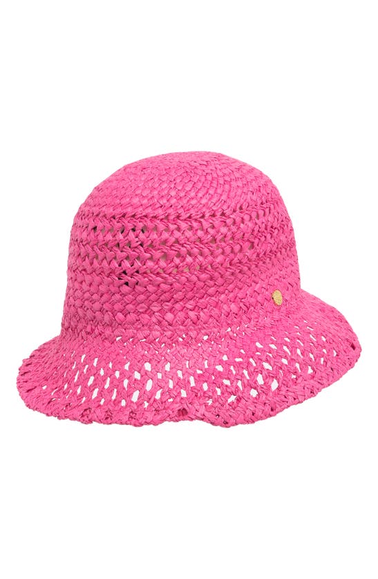 Shop Vince Camuto Open Weave Straw Bucket Hat In Fuchsia