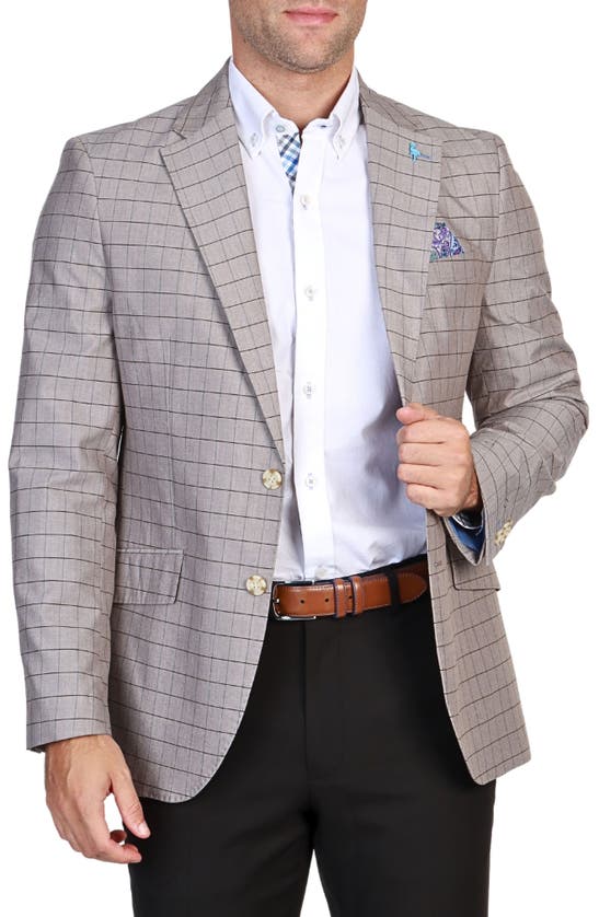 Tailorbyrd Mini Windowpane Sport Coat In Khaki