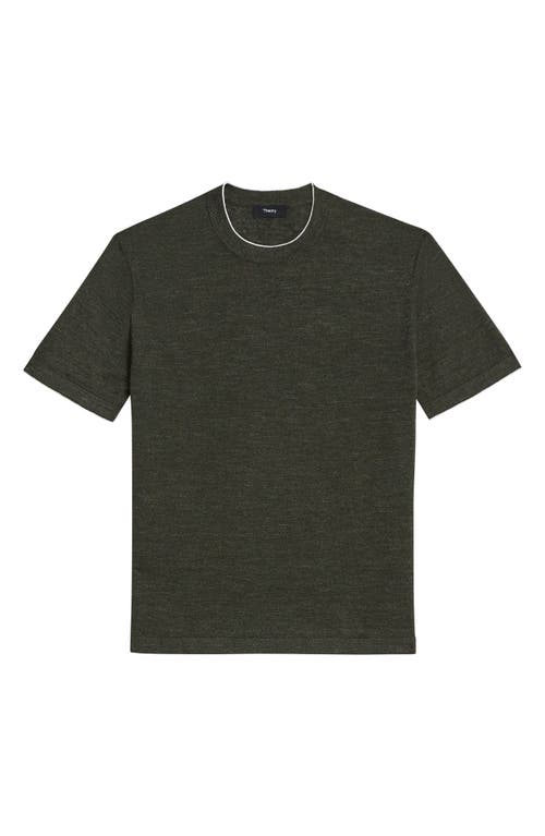 Shop Theory Kolben Linen Blend T-shirt In Dark Olive