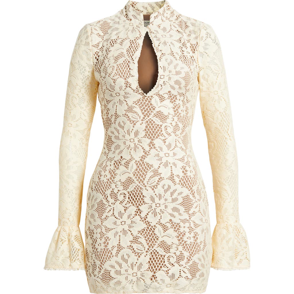 House Of Cb Brianna Long Sleeve Lace Body-con Minidress In Shortbread