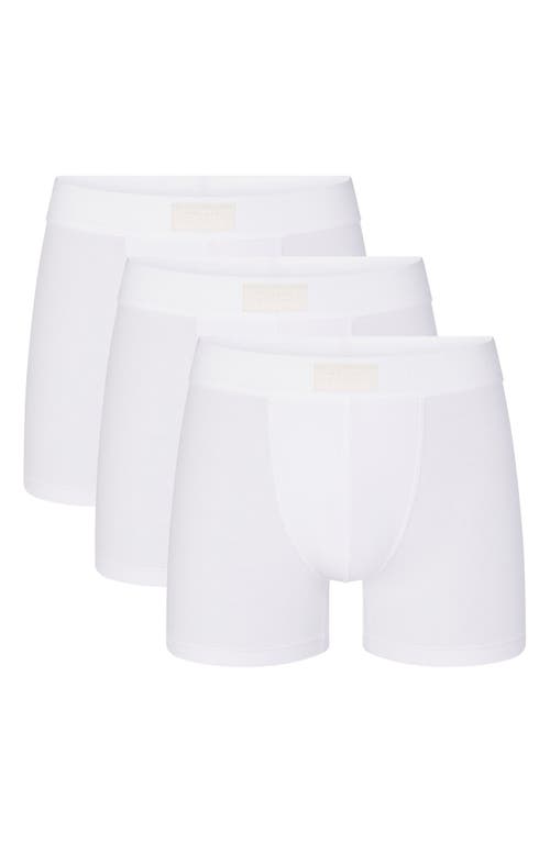 Skims 3-pack 3-inch Cotton & Modal Blend Boxer Briefs In Chalk