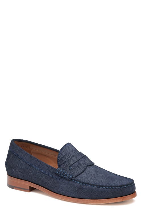 Shop Johnston & Murphy Baldwin Penny Loafer In Navy English Suede