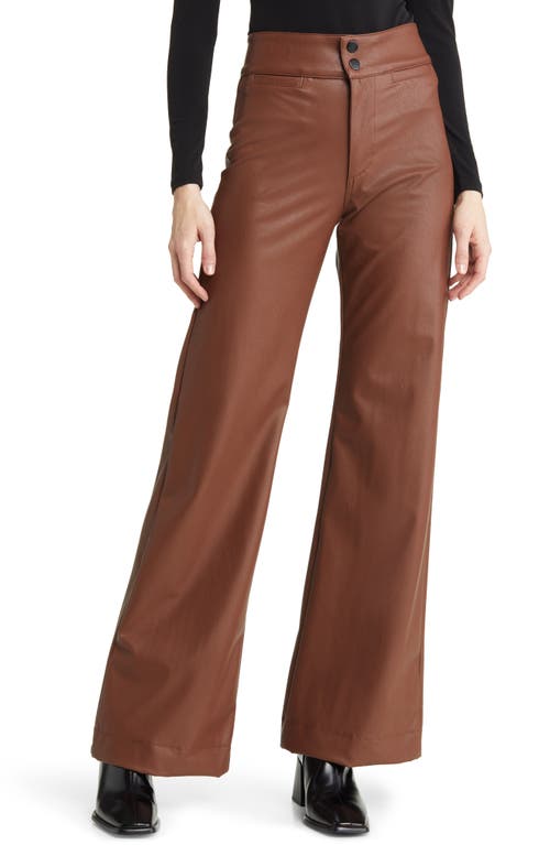 ASKK NY Brighten Faux Leather Flare Pants in Chocolate