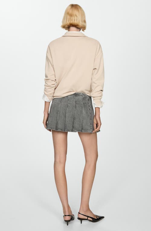 Shop Mango Pleated Denim Miniskirt In Denim Grey