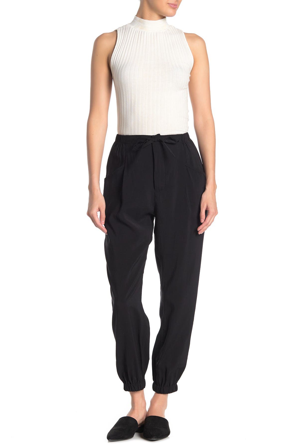 high waisted drawstring joggers