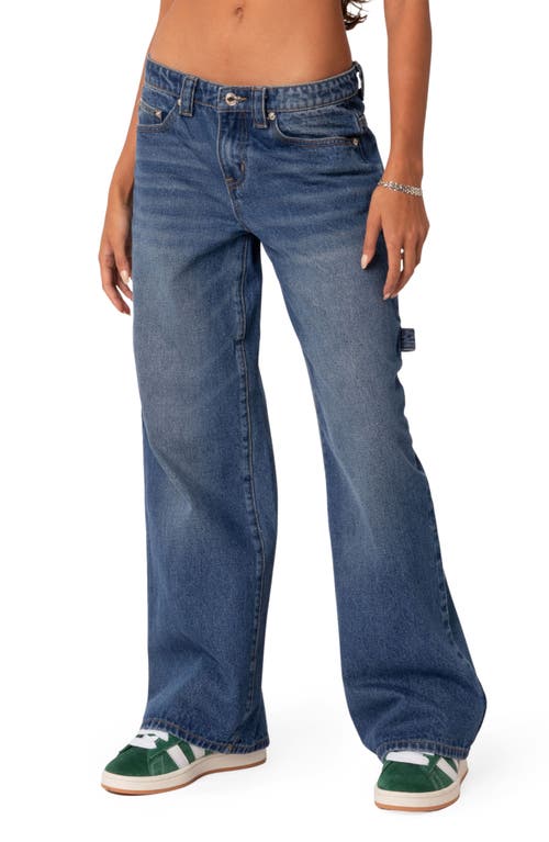 EDIKTED Wide Leg Carpenter Jeans Blue at Nordstrom,