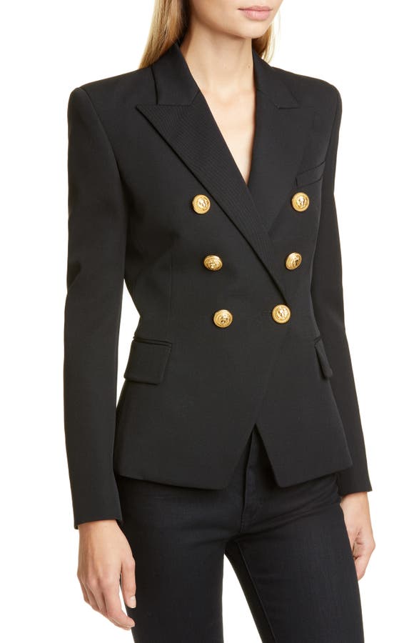 BALMAIN DOUBLE BREASTED WOOL BLAZER,RF0997498 132L