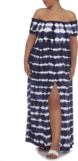BOHO ME Off the Shoulder Tie Dye Print Maxi Dress Nordstromrack
