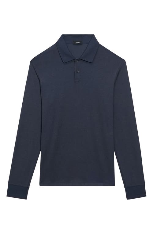 Shop Theory Goris Anemone Milano Long Sleeve Polo In Baltic