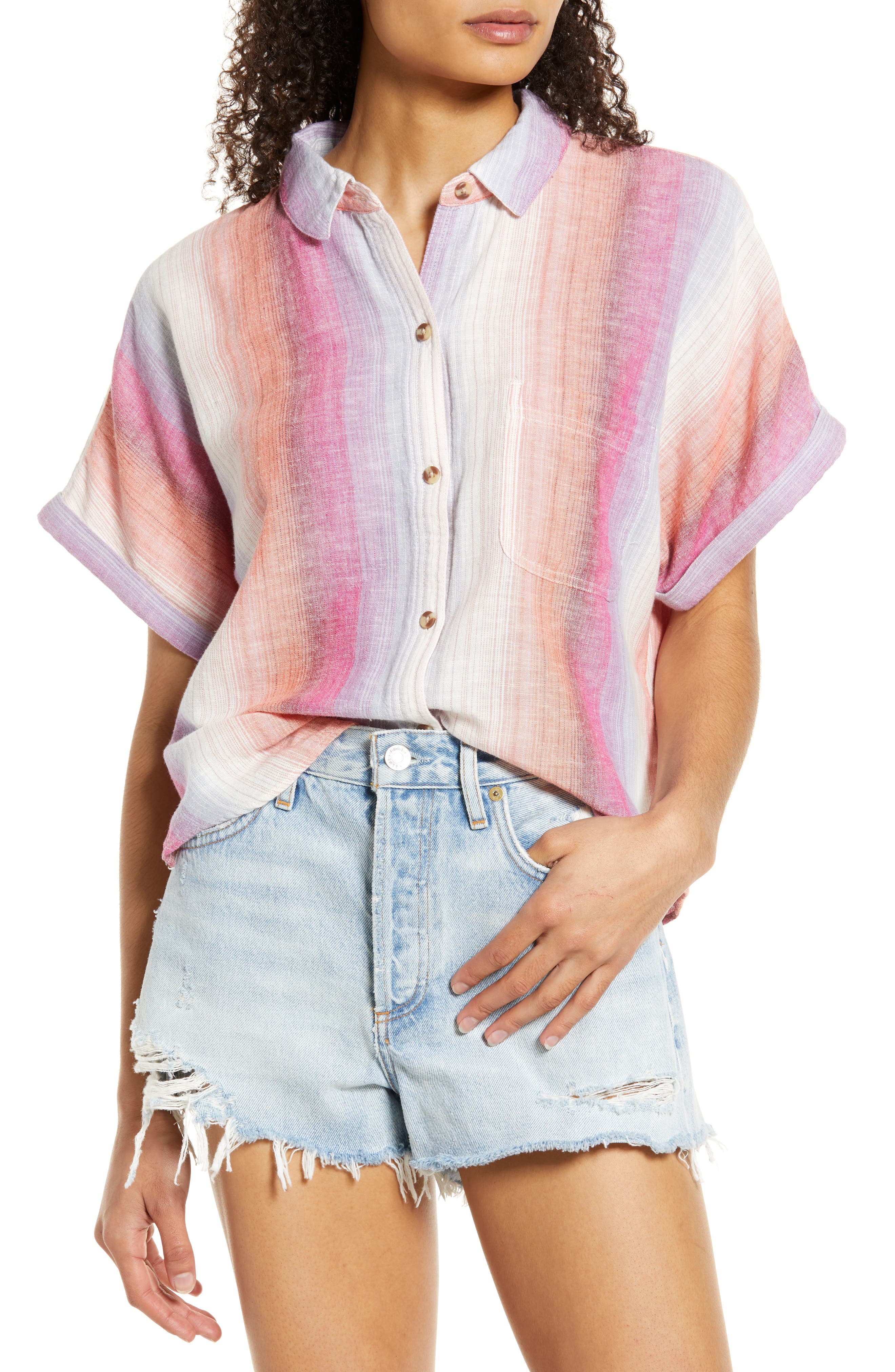 Lucky Brand Susie Slub Button-Up Shirt 