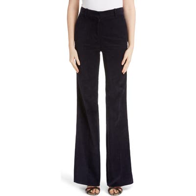Victoria Beckham High Waist Corduroy Flare Pants, US / 14 UK - Blue