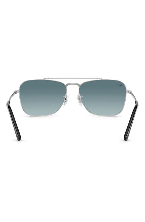Ray Ban New Caravan Sunglasses Silver Frame Blue Lenses 55-15 In Blue Gradient