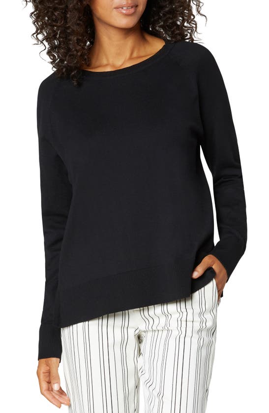 Liverpool Los Angeles High-low Long Sleeve Top In Black