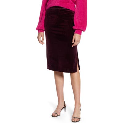 Petite Halogen Velvet Pencil Skirt, Burgundy