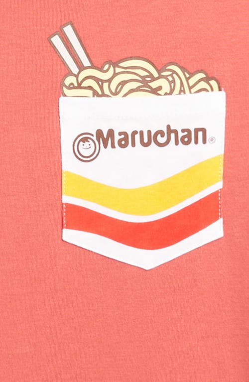 Shop Treasure & Bond Kid's Ramen Cotton Pocket Graphic T-shirt In Red Mineral Ramen