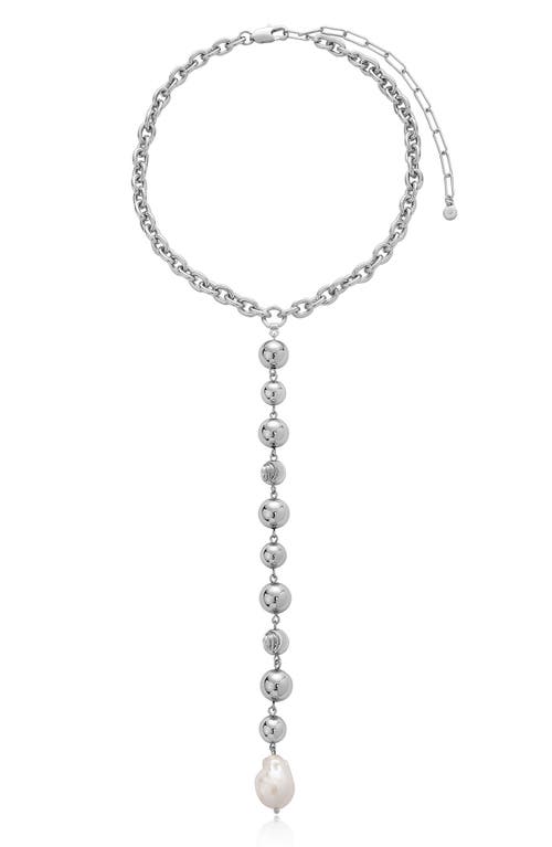 Ettika Silver Plated Deep Drop Lariat Necklace In Silver