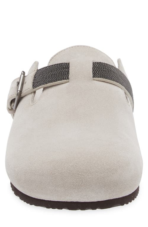Brunello Cucinelli Monili-detail Suede Slippers In Quarzo