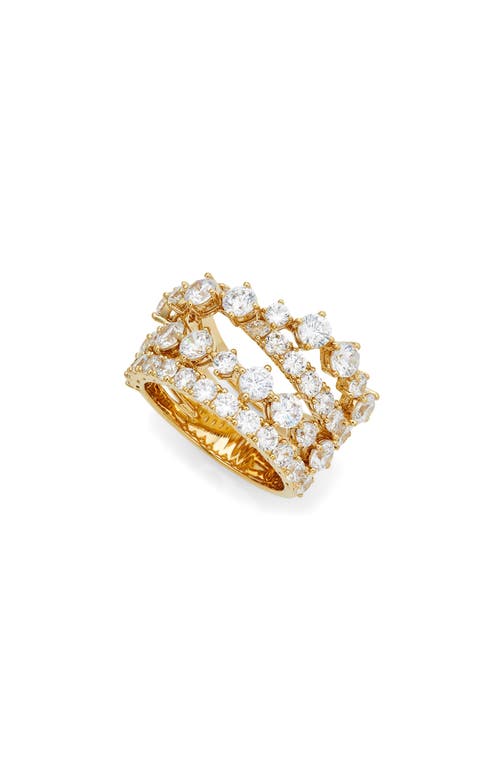 Cubic Zirconia Crisscross Stack Ring in Gold