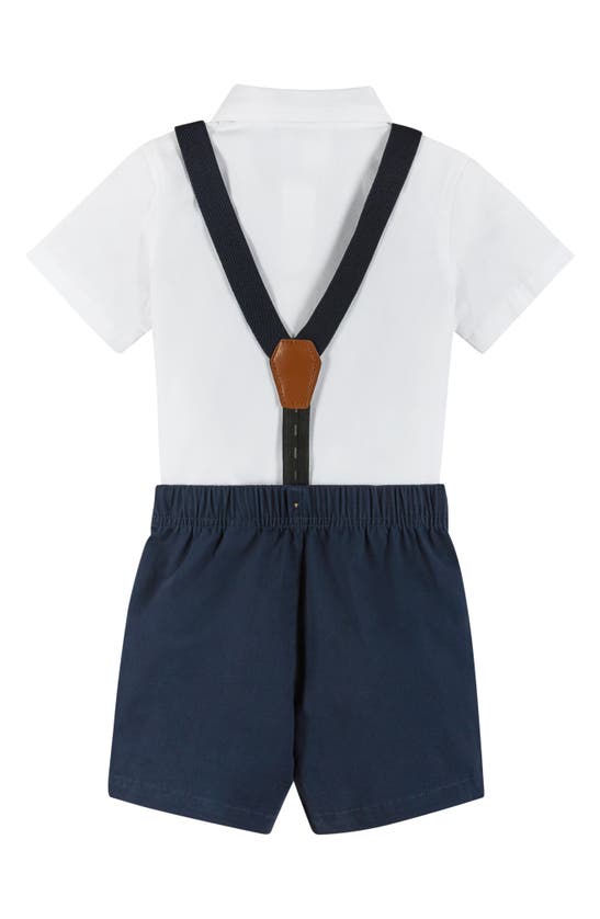 Andy & Evan Button-up Shirt, Suspenders, Shorts & Bow Tie Set In White