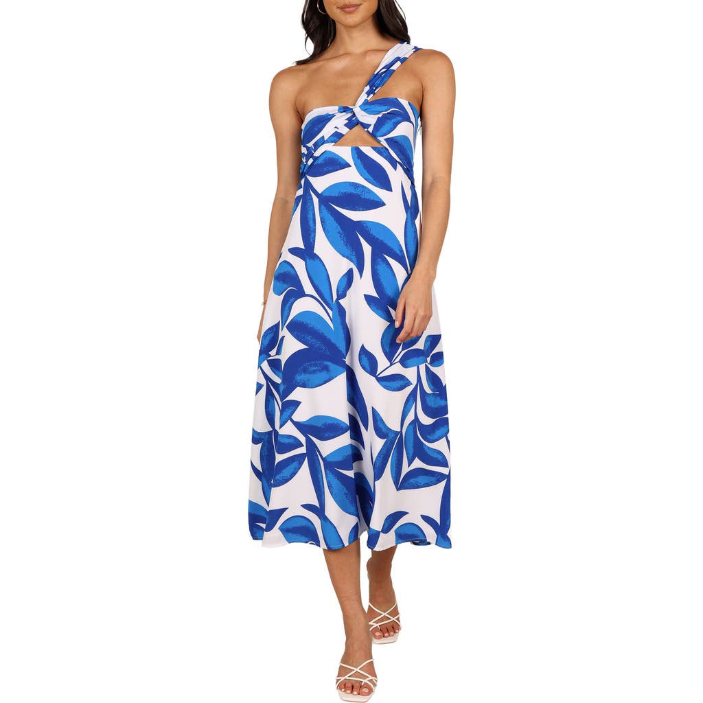 Petal And Pup Petal & Pup Freddie Cutout One-shoulder Midi Dress In Blue