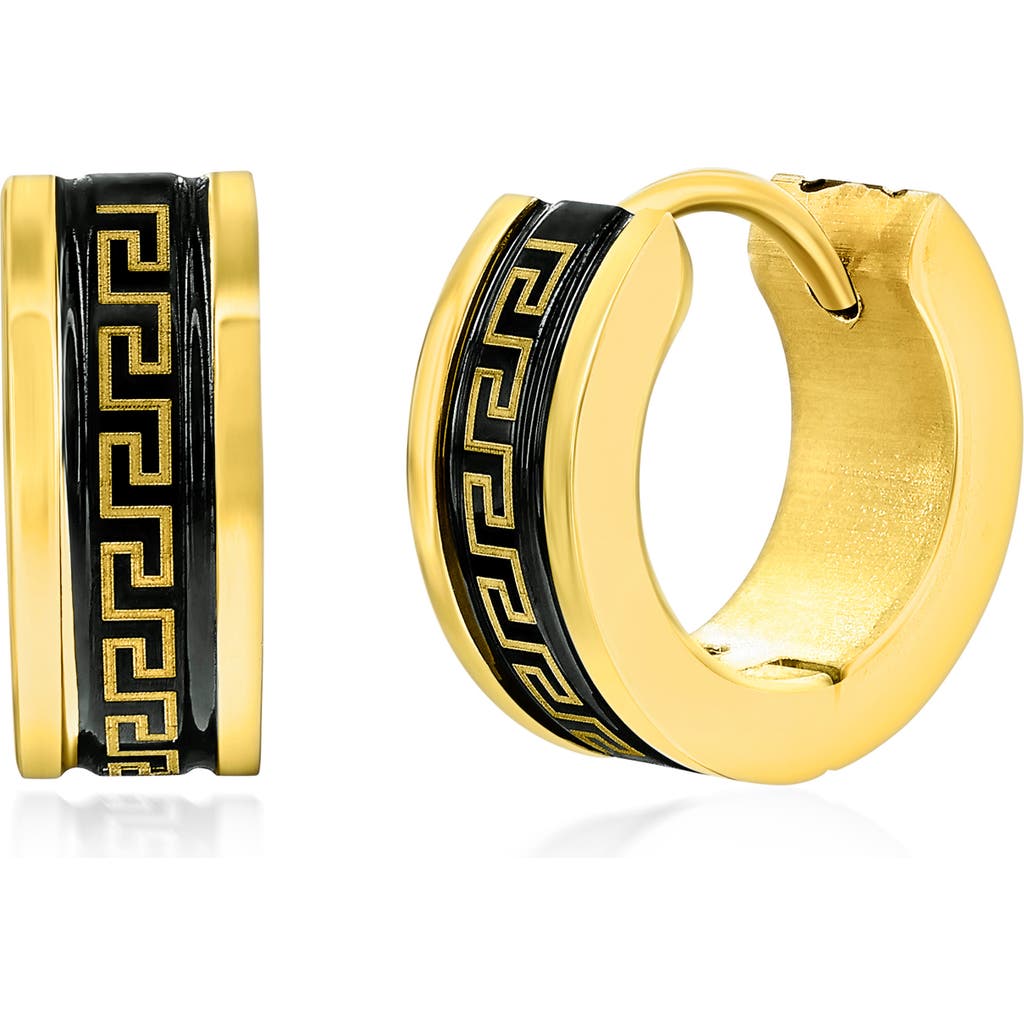 Blackjack Greek Key Hoop Earrings In Gold