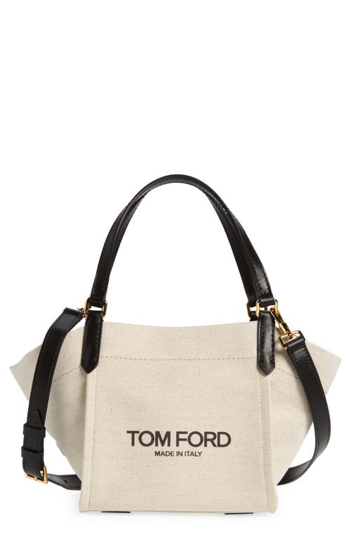 Tom Ford Small Amalfi Canvas Tote In Burgundy