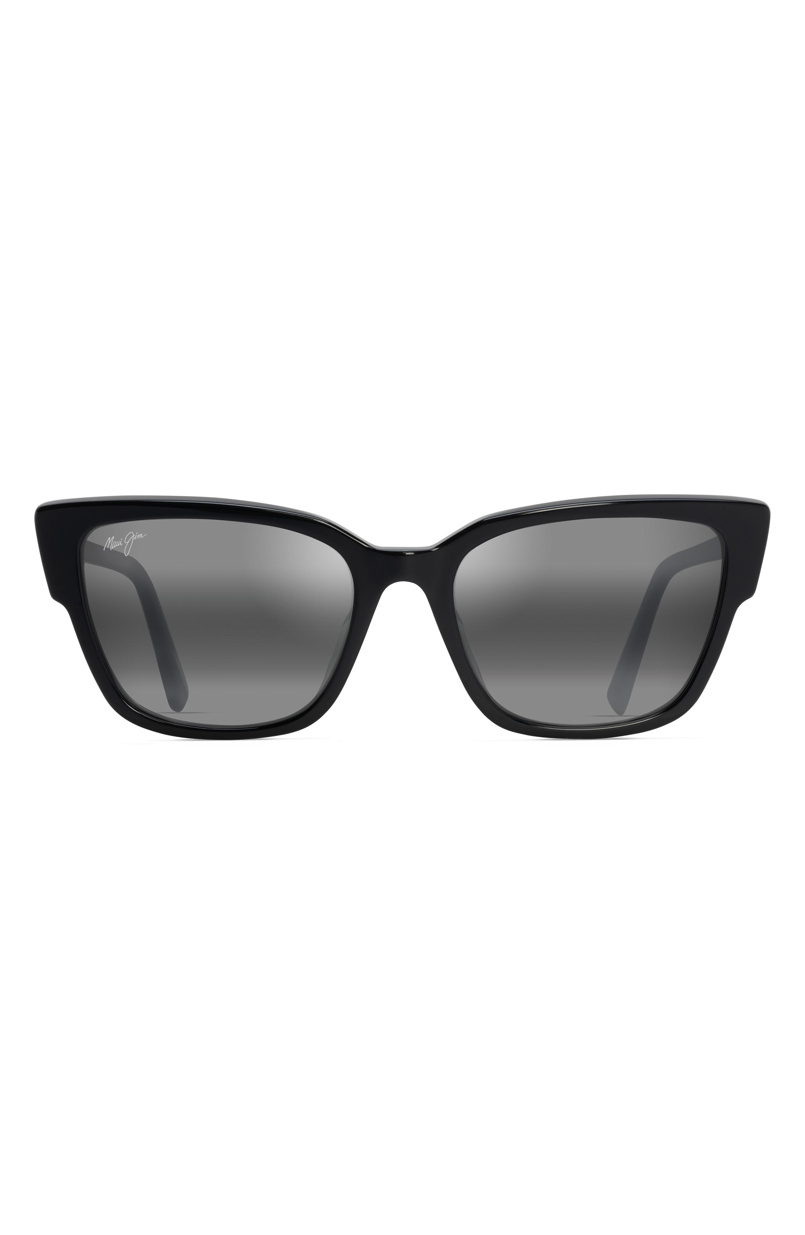 激安価格と即納で通信販売 マウイジム メンズ サングラス アイウェア アクセサリー Kou 55mm PolarizedPlus2 Cat Eye  Sunglasses BLACK GLOSS