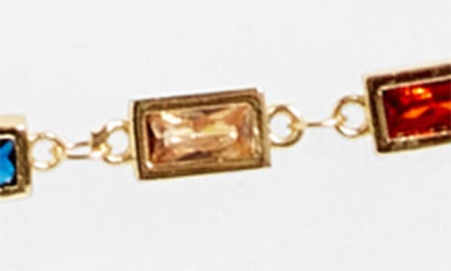 Vidakush Rectangular Crystal Station Belly Chain In Multi/gold