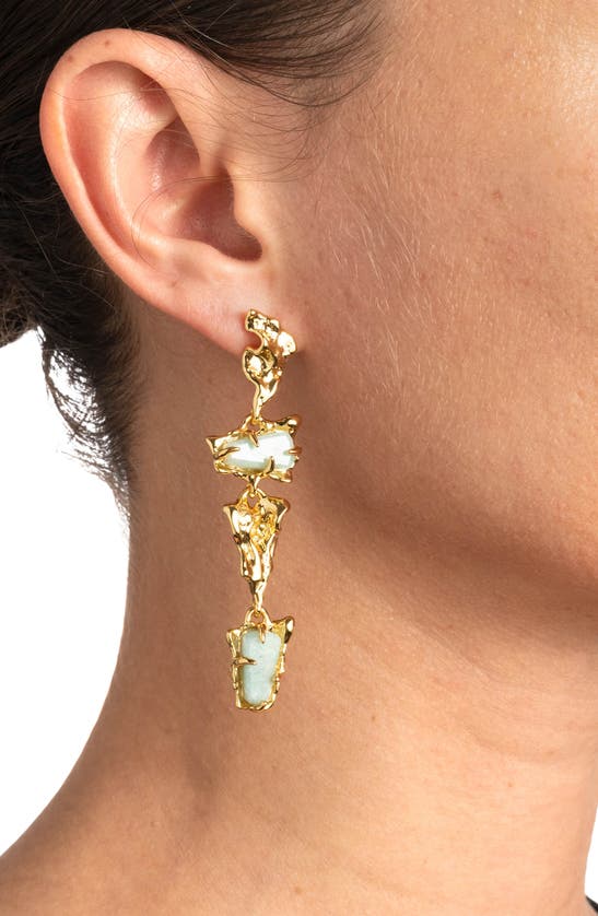 Shop Alexis Bittar Mobile Amazonite Linear Drop Earrings In Stones