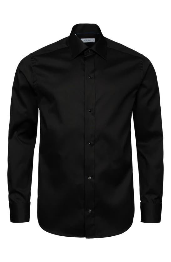 Eton Slim Fit Cotton Twill Dress Shirt In Black