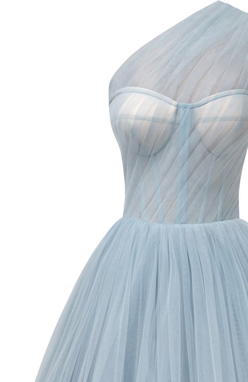 Shop Milla One-shoulder Cocktail Tulle Dress In Light Blue