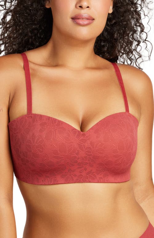 Shop Siella Soft Lace Balconette Foam Bra In Rosewood