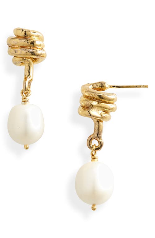 Alighieri The Celestial Raindrop Pearl Earrings in 24 Gold