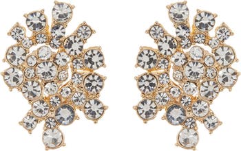 Baublebar Crystal Heart Stud Earrings in Clear/Gold