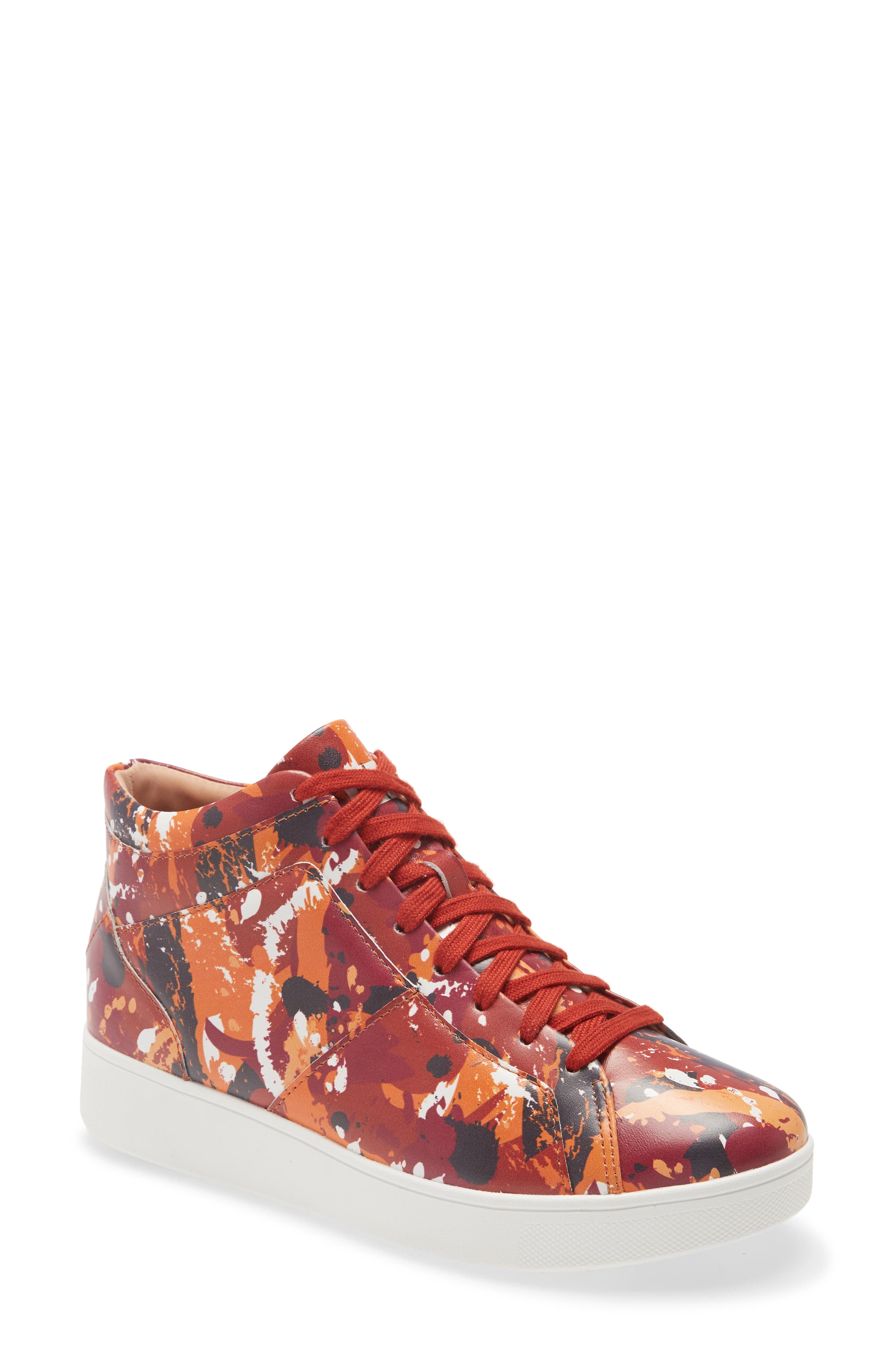Fitflop Rally High Top Sneaker In Brick Red