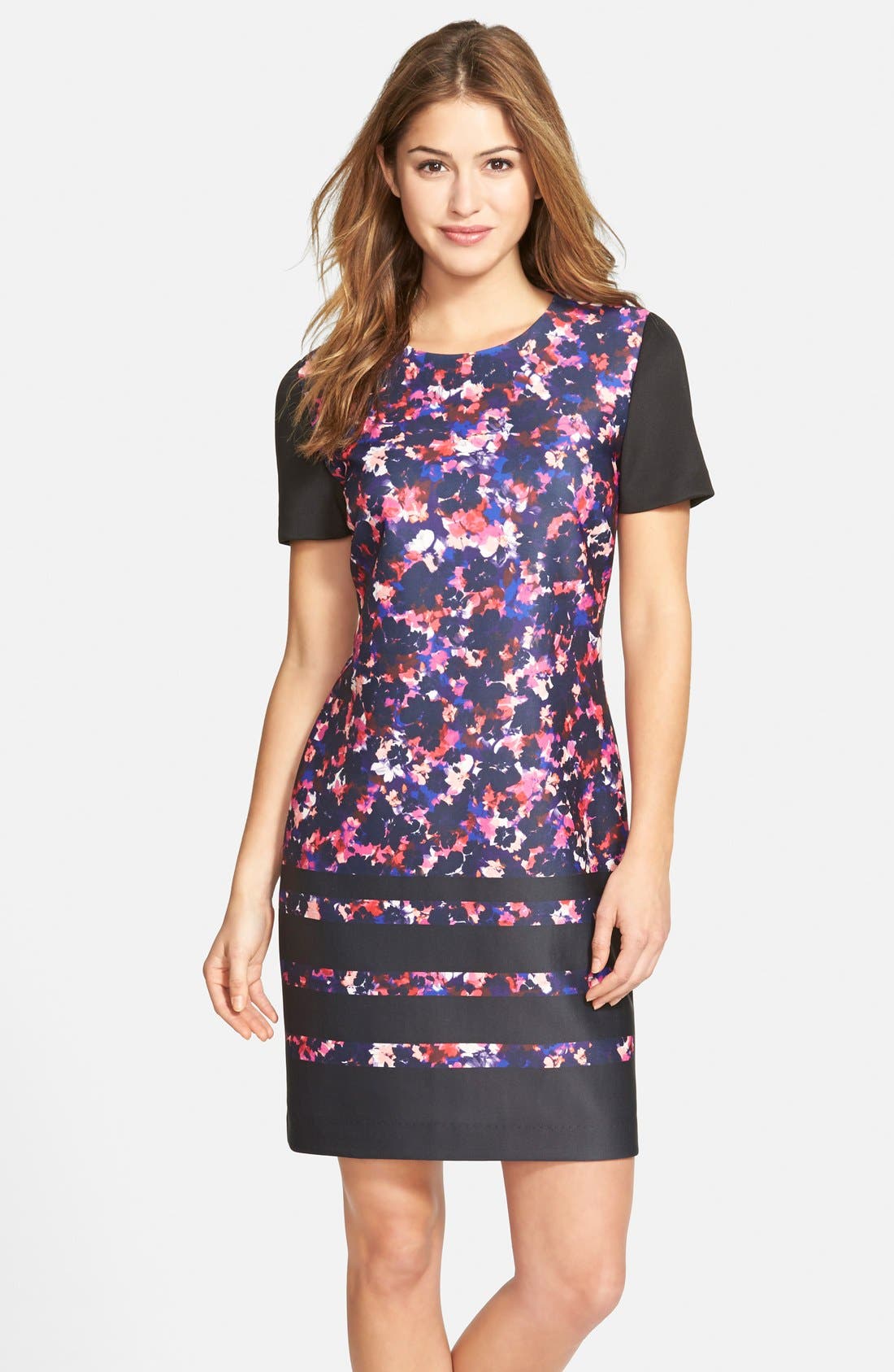 Vince Camuto Floral Print Scuba Shift Dress Nordstrom
