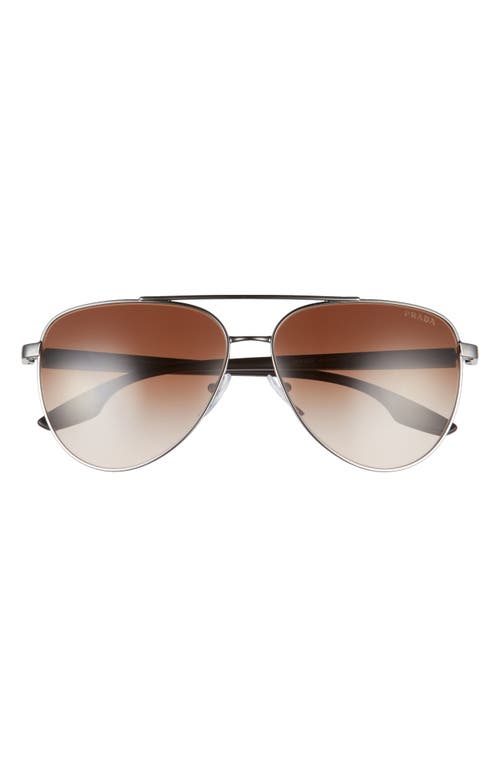 Prada Linea Rossa Marc Jacobs 61mm Aviator Sunglasses in Gunmetal/Brown Gradient