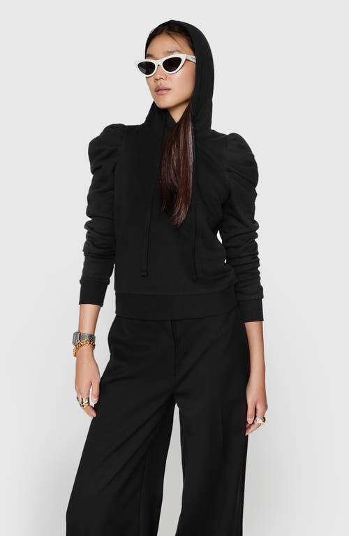 Shop Rebecca Minkoff Janine Puff Shoulder Hoodie In True Black