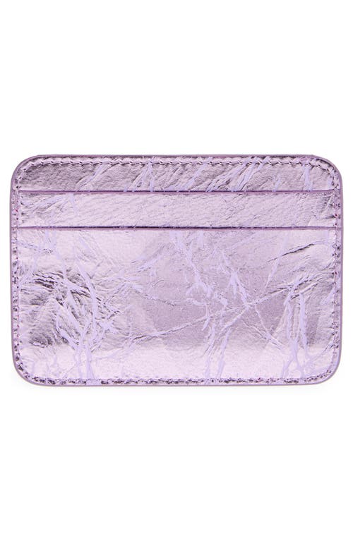 Acne Studios Crinkled Metallic Leather Card Case In Lavender Purple