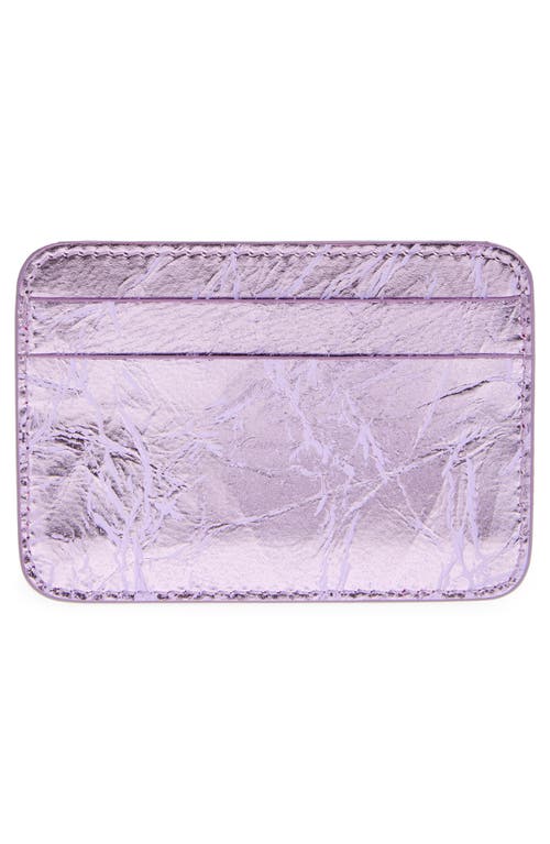 Shop Acne Studios Crinkled Metallic Leather Card Case In Lavender Purple