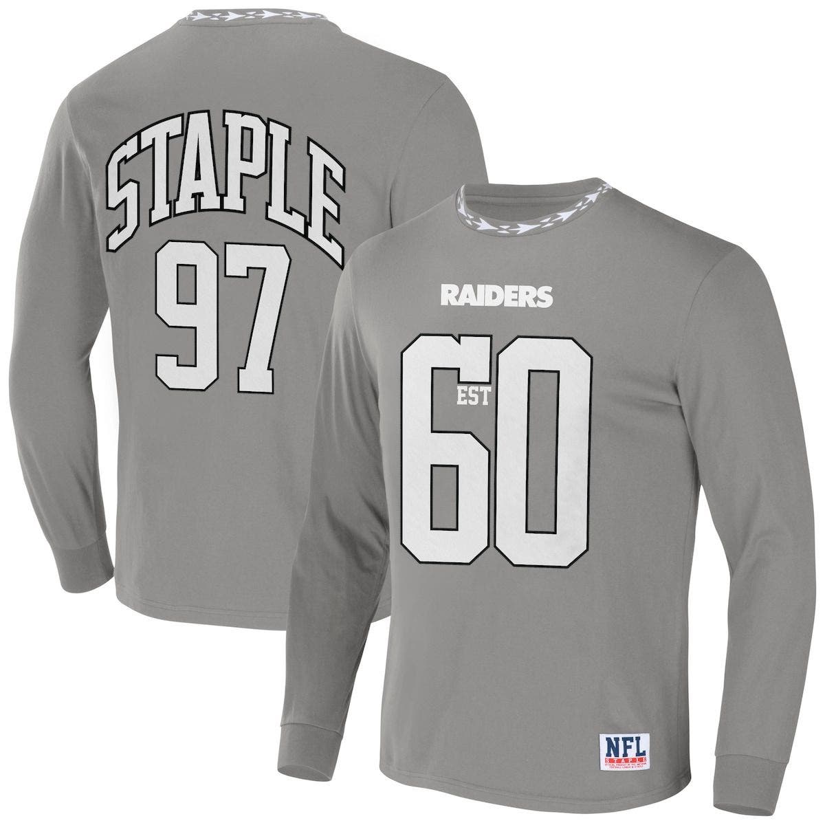 STAPLE Men's NFL x Staple Gray Las Vegas Raiders Core Team Long Sleeve