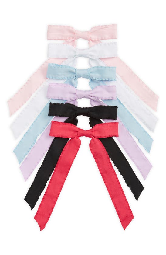 Shop Capelli New York Kids' 6-pack Ruffle Bow Clips In Pink Combo