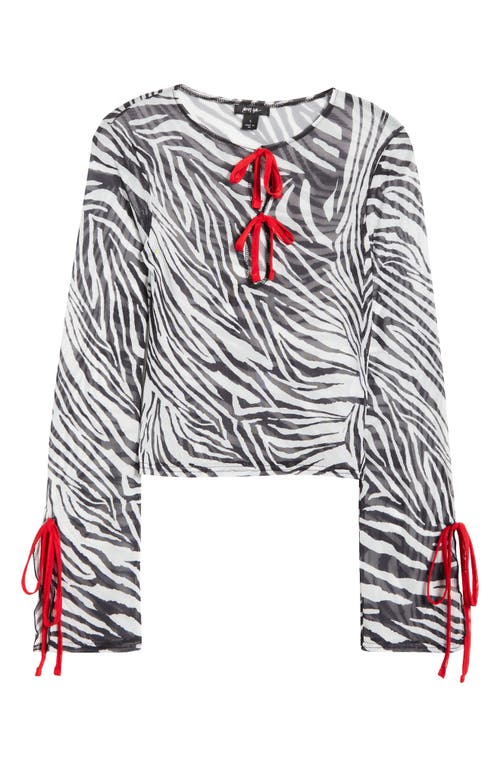 Shop Nasty Gal Zebra Tie Detail Mesh Top In Black