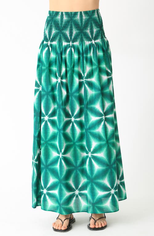 Lily Shibori Cotton Maxi Skirt in Shamrock