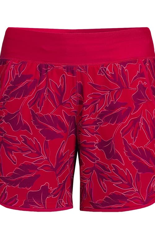 Shop Lands' End 5" Quick Dry Elastic Waist Board Shorts Swim Cover-up Shorts With Panty In Scarlet Abstract Leaf