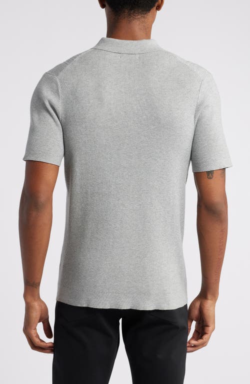 Open Edit Rib Polo Sweater In Grey Heather